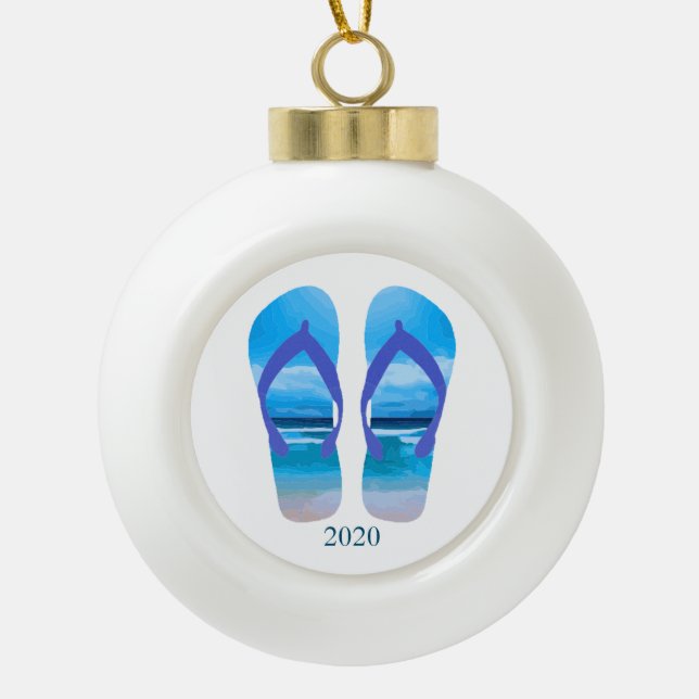 Boule En Céramique Fun Flip Flops Summer Beach Art pour vacances (Devant)