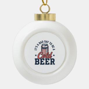 Boule En Céramique Fun T-Shirt Vintage Vecteur Patriotique Bière Froi