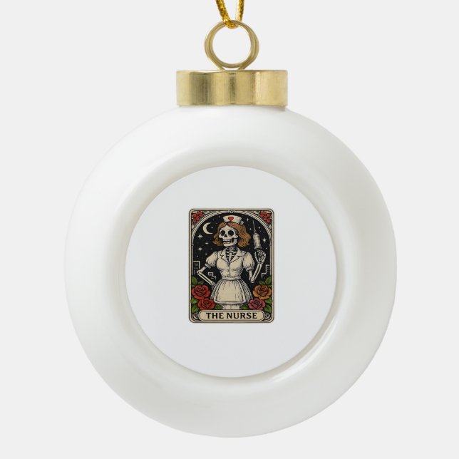Boule En Céramique Funny Nurse Skeleton Tarot Card Halloween Nurse (Devant)