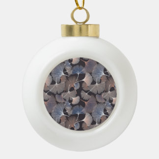 Boule En Céramique Ginkgo feuilles : élégant motif naturel.