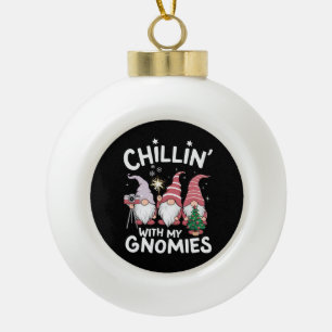 Boule En Céramique Gnome Famille de Noël Se détendre avec mes Gnomies