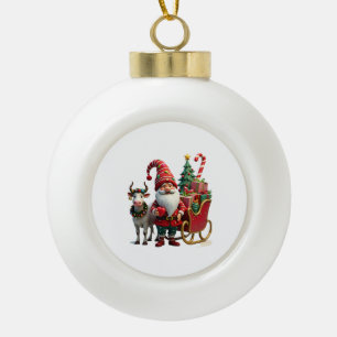 Boule En Céramique Gnome Lumière de Noël Père Noël en Traîneau Salut