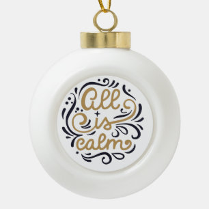 Boule En Céramique Gold All est calme Typographie Noël
