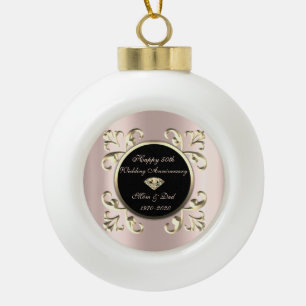 Boule En Céramique Gold Chic Rose Gold 50e anniversaire Mariage