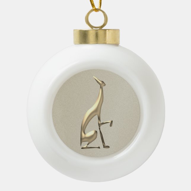 Boule En Céramique Gold Foil Greyhound Dog Simple élégant Classic (Devant)