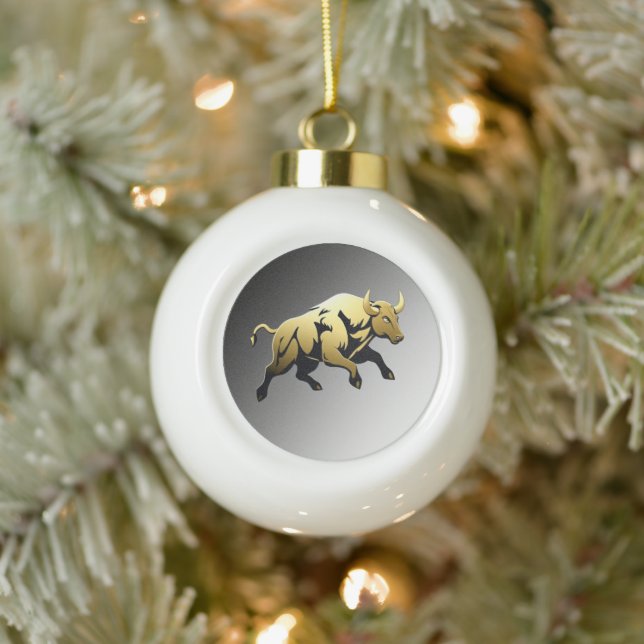 Boule En Céramique Golden Bull – Strength & Prosperity Emblem (Arbre)
