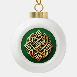 Boule En Céramique Golden Celtic noeud sur vert