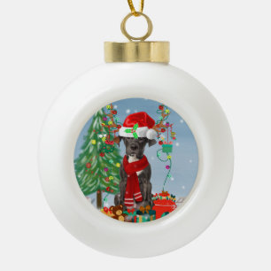 Boule En Céramique Grand chien Danois avec cadeaux de Noël