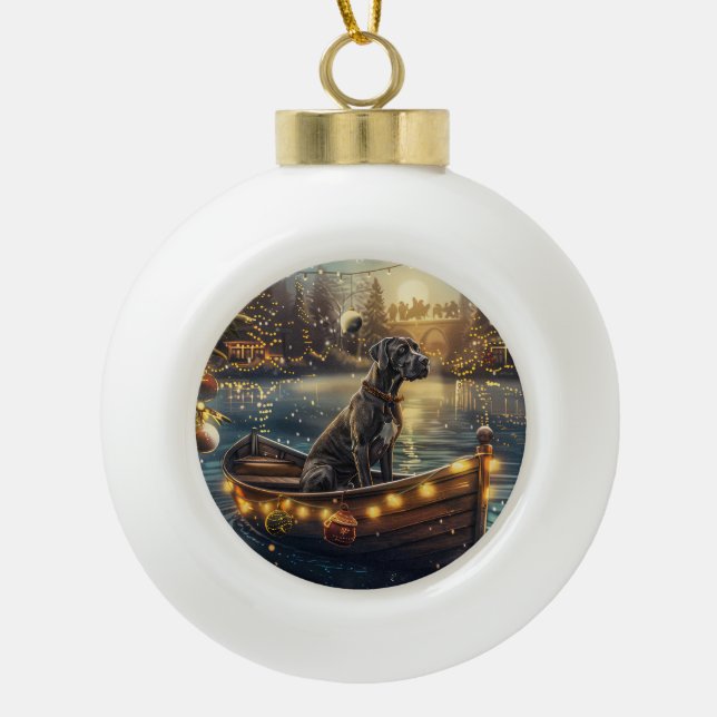Boule En Céramique Great Dane Christmas Festive Voyage (Devant)