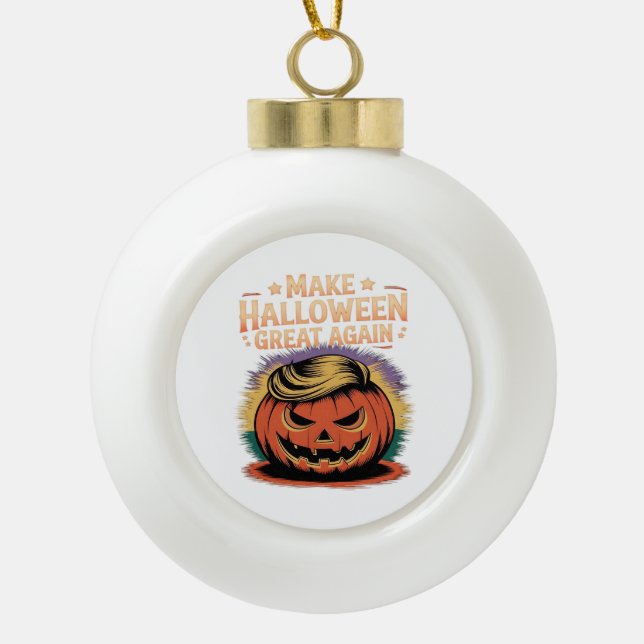 Boule En Céramique Halloween Trumpkin Design (Devant)