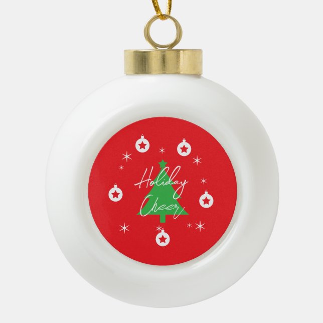 Boule En Céramique Happy Holidays Merry Christmas New Year (Devant)
