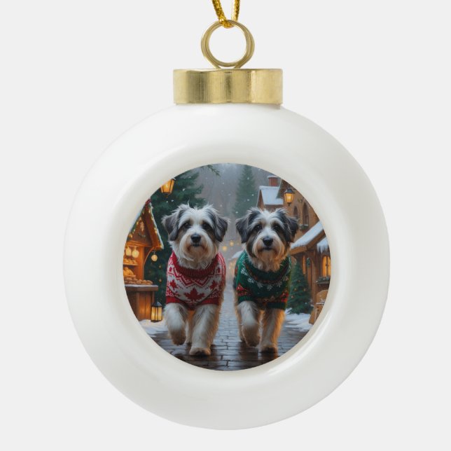 Boule En Céramique Havanese Dogs Christmas Snow Holiday  (Devant)
