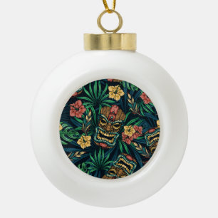 Boule En Céramique Hawaï Tiki Masque Motif tropical