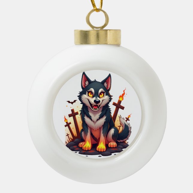 Boule En Céramique Hellhound Husky Chien (Devant)