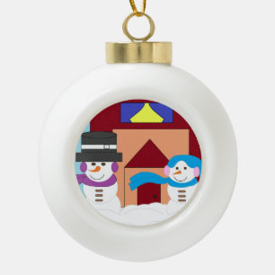 Boule En Céramique Hiver enneigé :