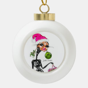 BOULE EN CÉRAMIQUE HO HO HO ORNAMENT