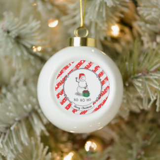 Boule En Céramique Ho Ho Joyeux Noël Père Noël mignonne Snowman