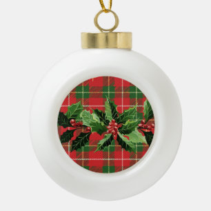 Boule En Céramique Holly on Christmas Plaid 6
