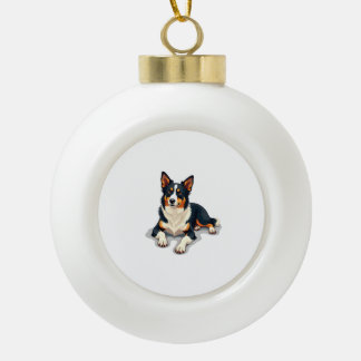 Boule En Céramique Illustration de chien vintage tricolore Border Col