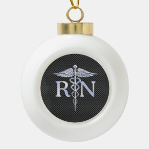 Boule En Céramique Infirmière inscrite RN Caduceus Snakes Black Carbo