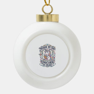 Boule En Céramique Infirmière Licorne de jour Licorne de cœur Fond bl