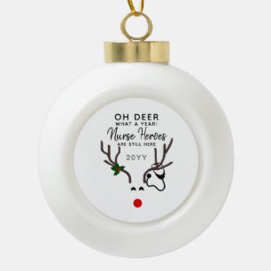 Boule En Céramique Infirmière Noël Stethoscope Reindeer Custom