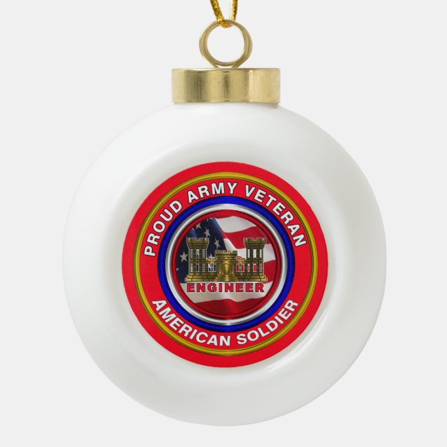 Boule En Céramique Ingénieur de l'Armée Noël de l'ancien combattant (Devant)