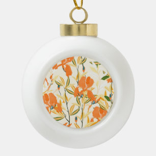 Boule En Céramique Iris orange : motif floral transparent