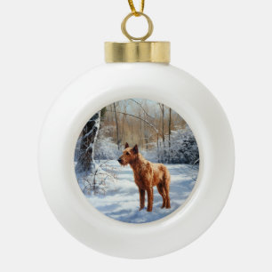Boule En Céramique Irish Terrier Laisser neiger Noël