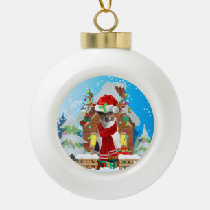 Boule En Céramique Jack Russell chien avec cadeaux de Noël