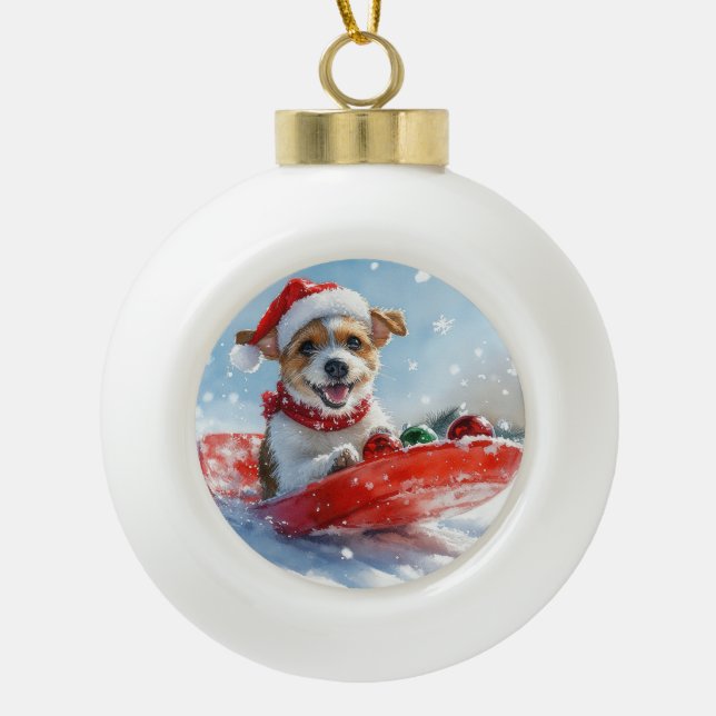 Boule En Céramique Jack Russell Chien dans la boue Laisser neiger Noë (Devant)