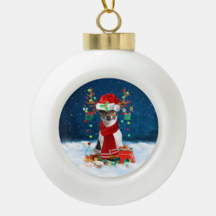 Boule En Céramique Jack Russell Terrier chien avec cadeaux de Noël