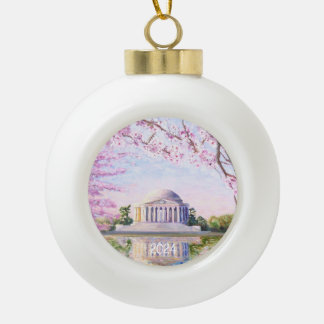 Boule En Céramique Jefferson Memorial Cherry Blossoms
