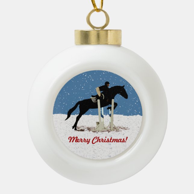 Boule En Céramique Joli Cheval Jumping Noël (Devant)