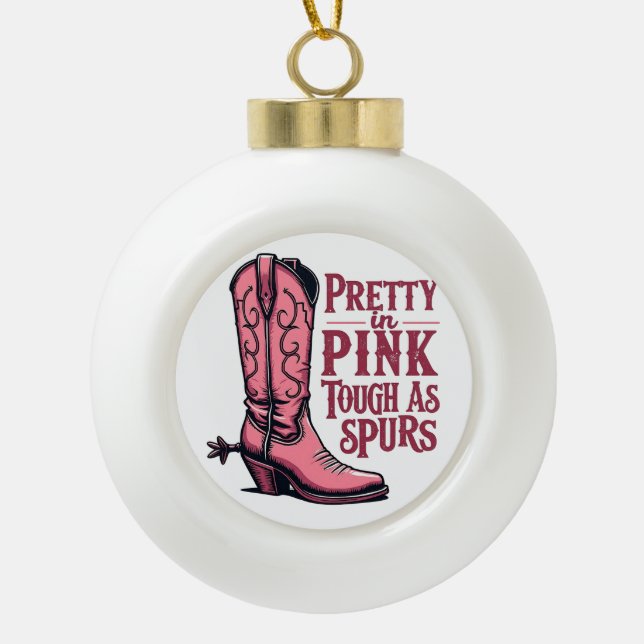 Boule En Céramique Joli en rose dur comme Spurs Cowgirl Boot Western (Devant)