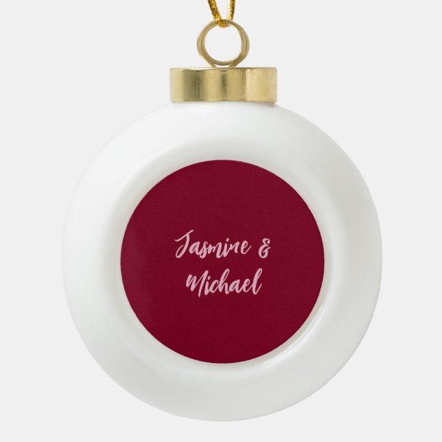 Boule En Céramique Joli Noms propres Calligraphie Rouge Bourgogne Min (Devant)