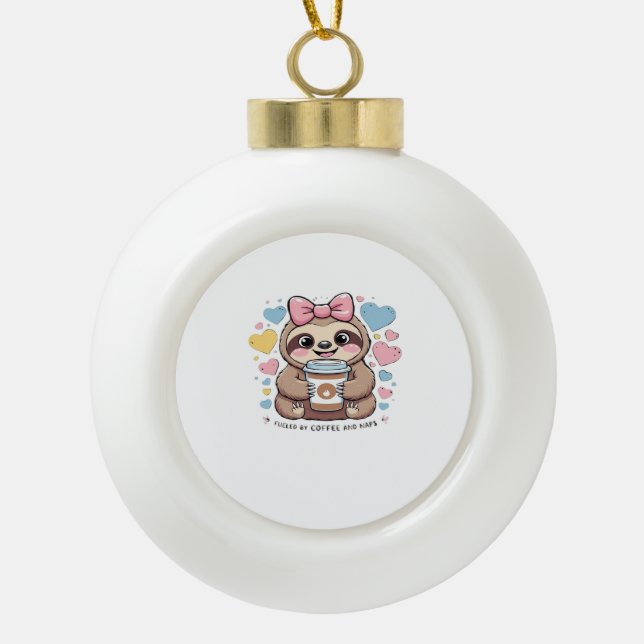 Boule En Céramique Jolie chemise de l'amoureux de café Sloth - Drôle  (Devant)
