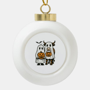Boule En Céramique Jolie vache des Highlands d'automne fantôme Hallow