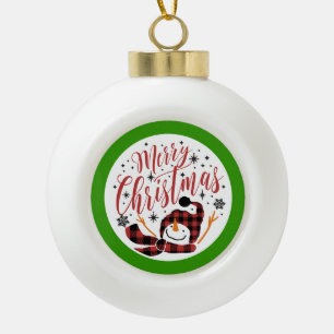 Boule En Céramique Joyeux bonhomme de neige pour bébé Noël