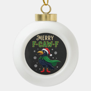 Boule En Céramique Joyeux F-Caw-F Noël drôle Corbeau Corbeau Santa 