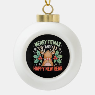 Boule En Céramique Joyeux Fitmas Bonne Année Entraînement de Renne de