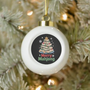 Boule En Céramique Joyeux Mahjong Noël Tuiles Arbre Xmas Fêtes