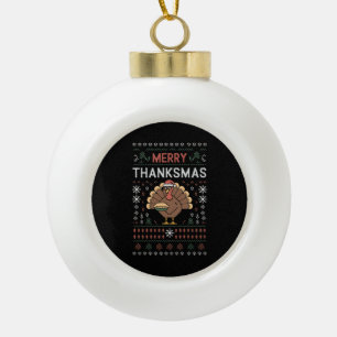 Boule En Céramique Joyeux Merci Noël Christmas Thanksgiving Turquie 