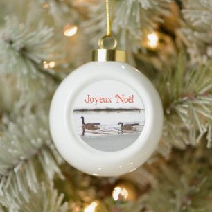 Boule En Céramique Joyeux Noё l - Honkers - Oies du Canada