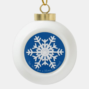 Boule En Céramique Joyeux Noël! Bonne année ! Flèche blanche
