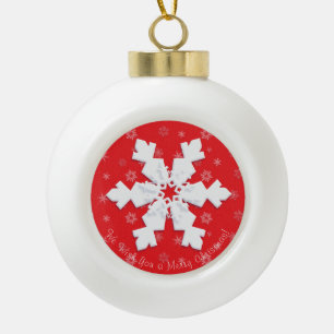 Boule En Céramique Joyeux Noël! Bonne année ! Flèche blanche