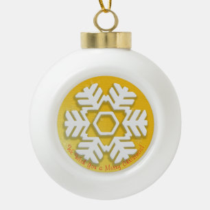 Boule En Céramique Joyeux Noël! Bonne année ! Flèche blanche