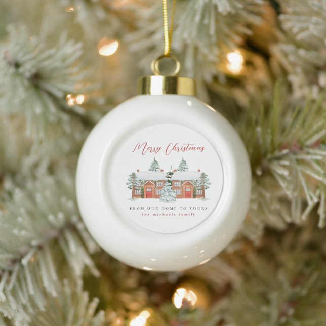Boule En Céramique Joyeux Noël de chez nous à vos (Arbre)