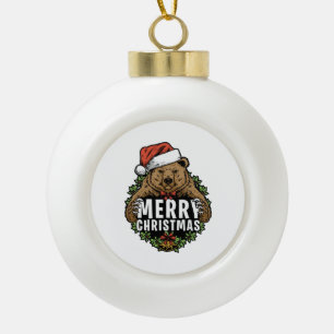 Boule En Céramique Joyeux Noël Grizzly Bear