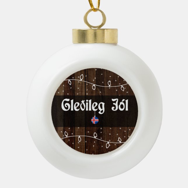 Boule En Céramique Joyeux Noël islandais, Gleðileg jól (Devant)